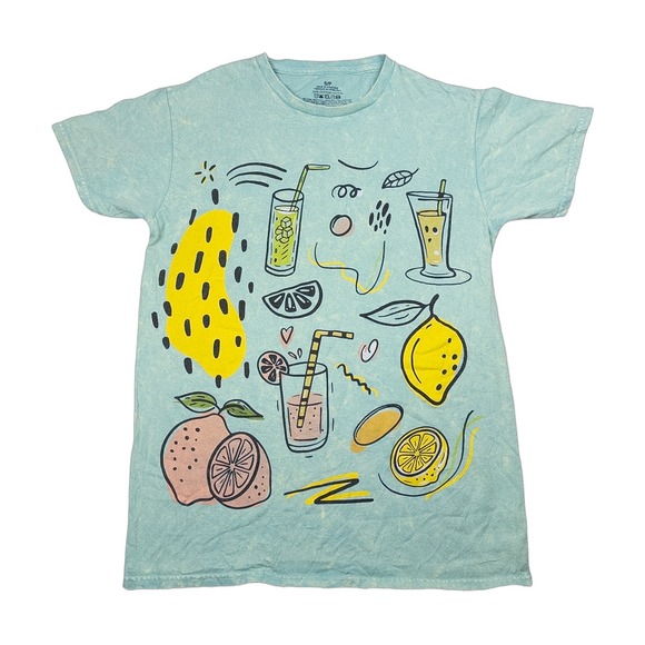 Unbranded Other - Unbranded Graphic Tee Men S Light Blue Excellent Fruit Drink Summer Short Sleeve